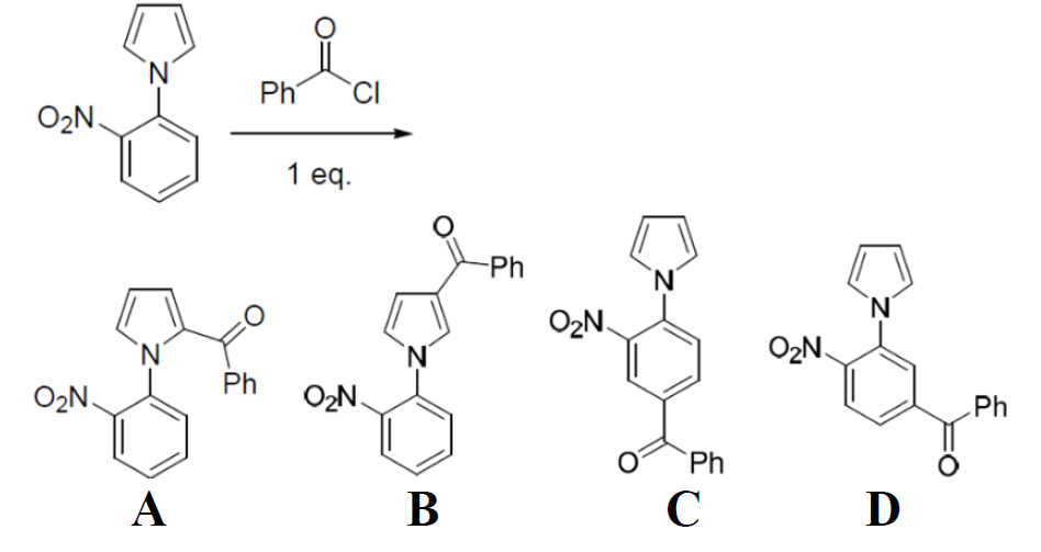 Reacción de acilación sobre N-(2-nitrofenil)pirrol