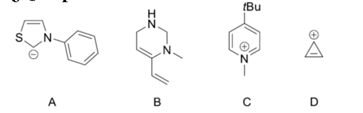 Estructuras químicas A, B, C y D para evaluar aromaticidad