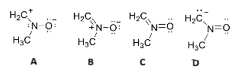 Estructuras de resonancia propuestas para un compuesto nitrogenado